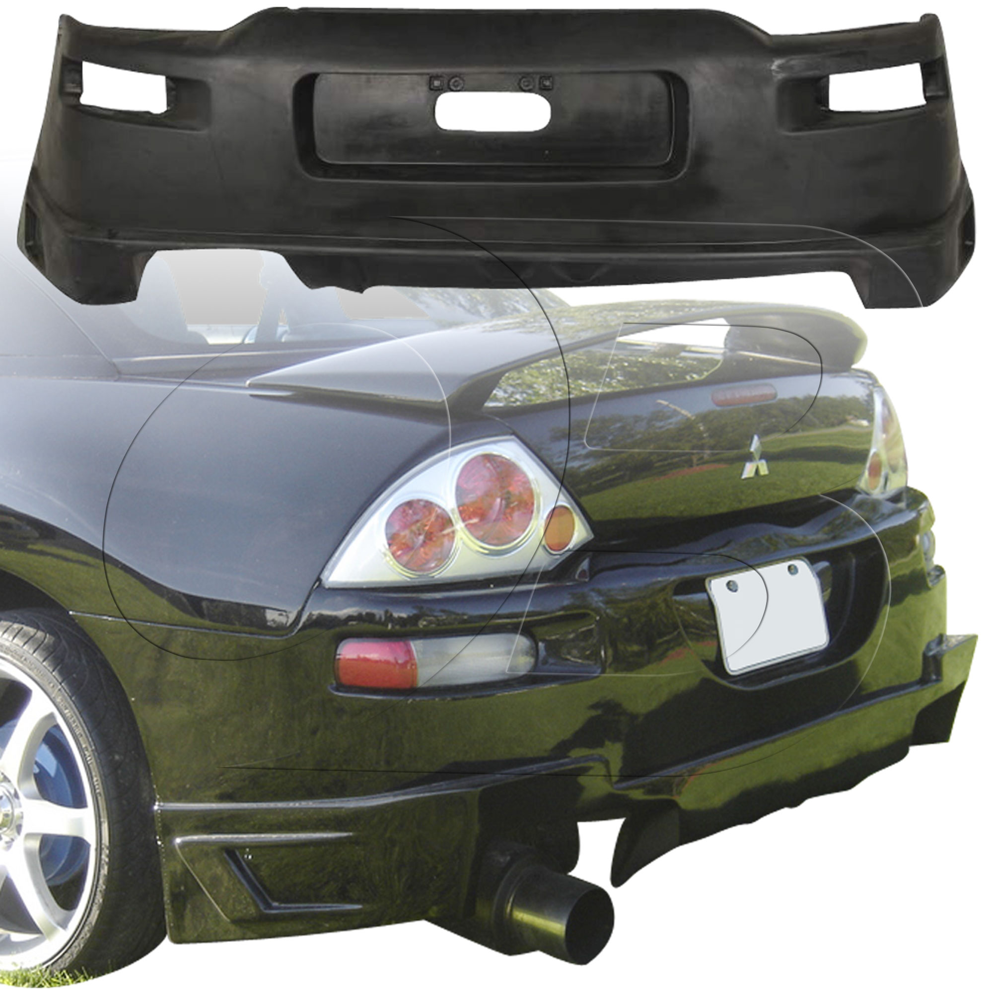 KBD Urethane Blits Style 1pc Rear Bumper > Mitsubishi Eclipse 2000-2005 - Image 6