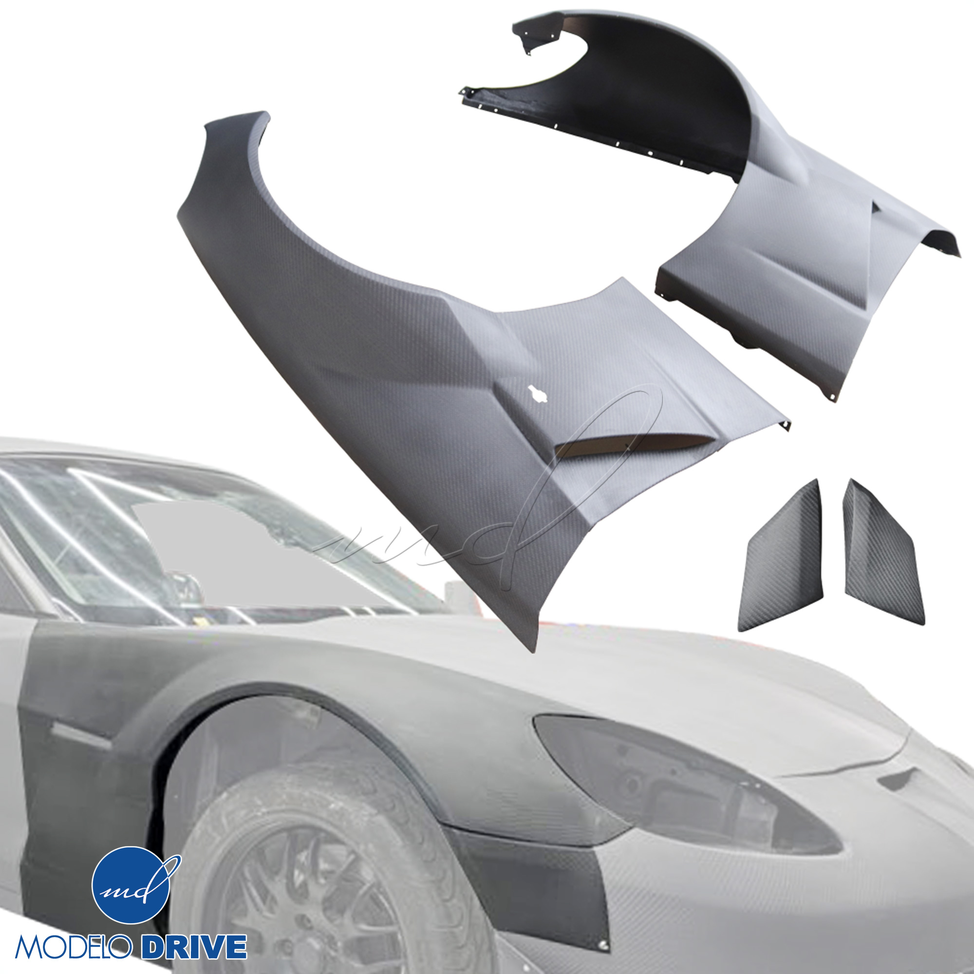 ModeloDrive Carbon Fiber GT3-XL Wide Body Fenders (front) 4pc > Chevrolet Corvette C6 2005-2013 - Image 14