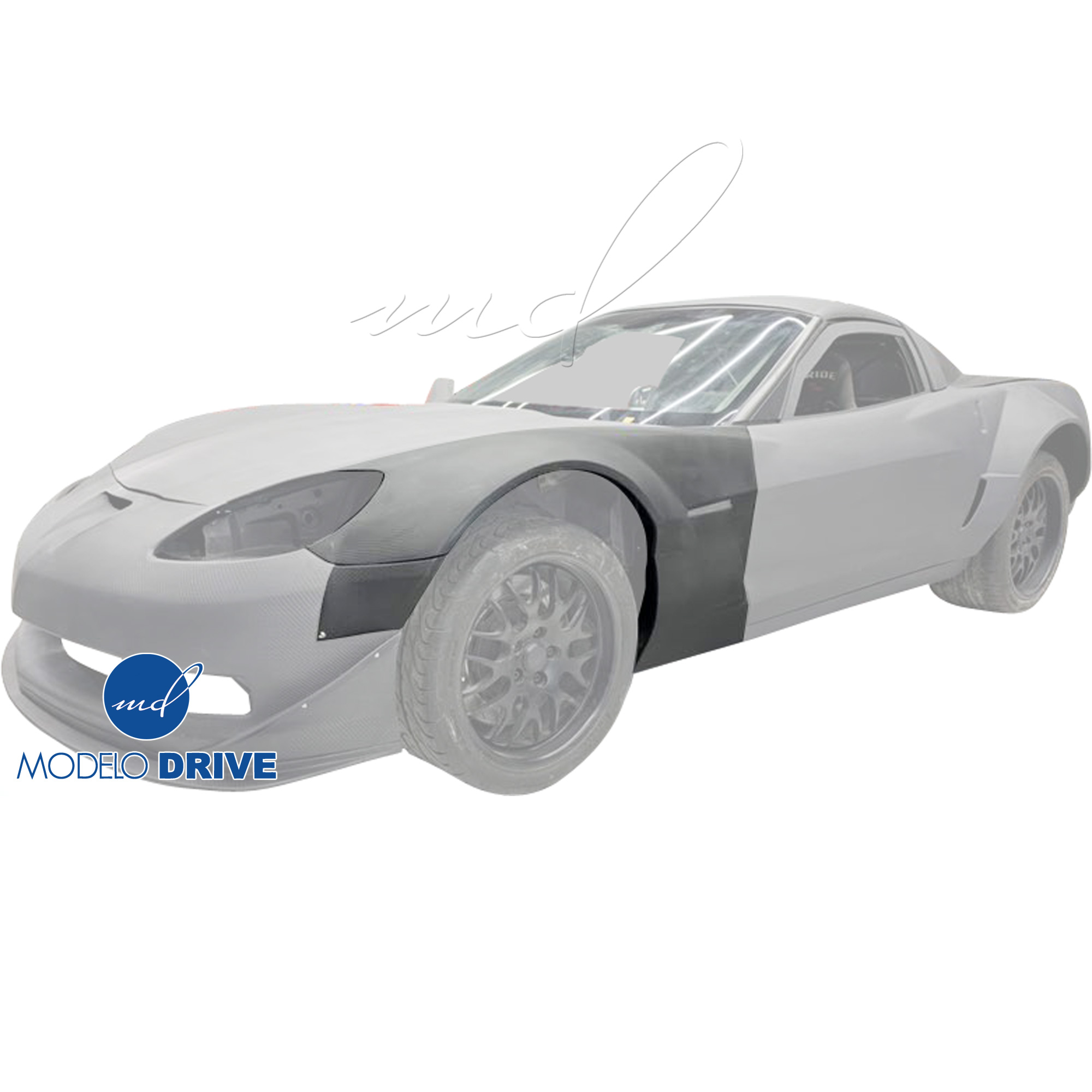 ModeloDrive Carbon Fiber GT3-XL Wide Body Fenders (front) 4pc > Chevrolet Corvette C6 2005-2013 - Image 1