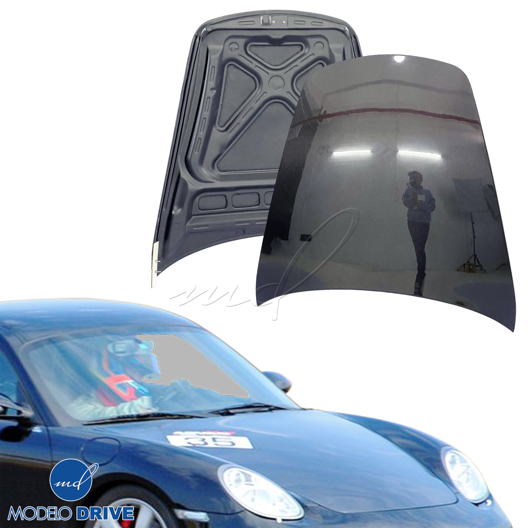 ModeloDrive Carbon Fiber OER Hood Frunk (front) > Porsche Cayman (987) 2006-2012 - Image 1