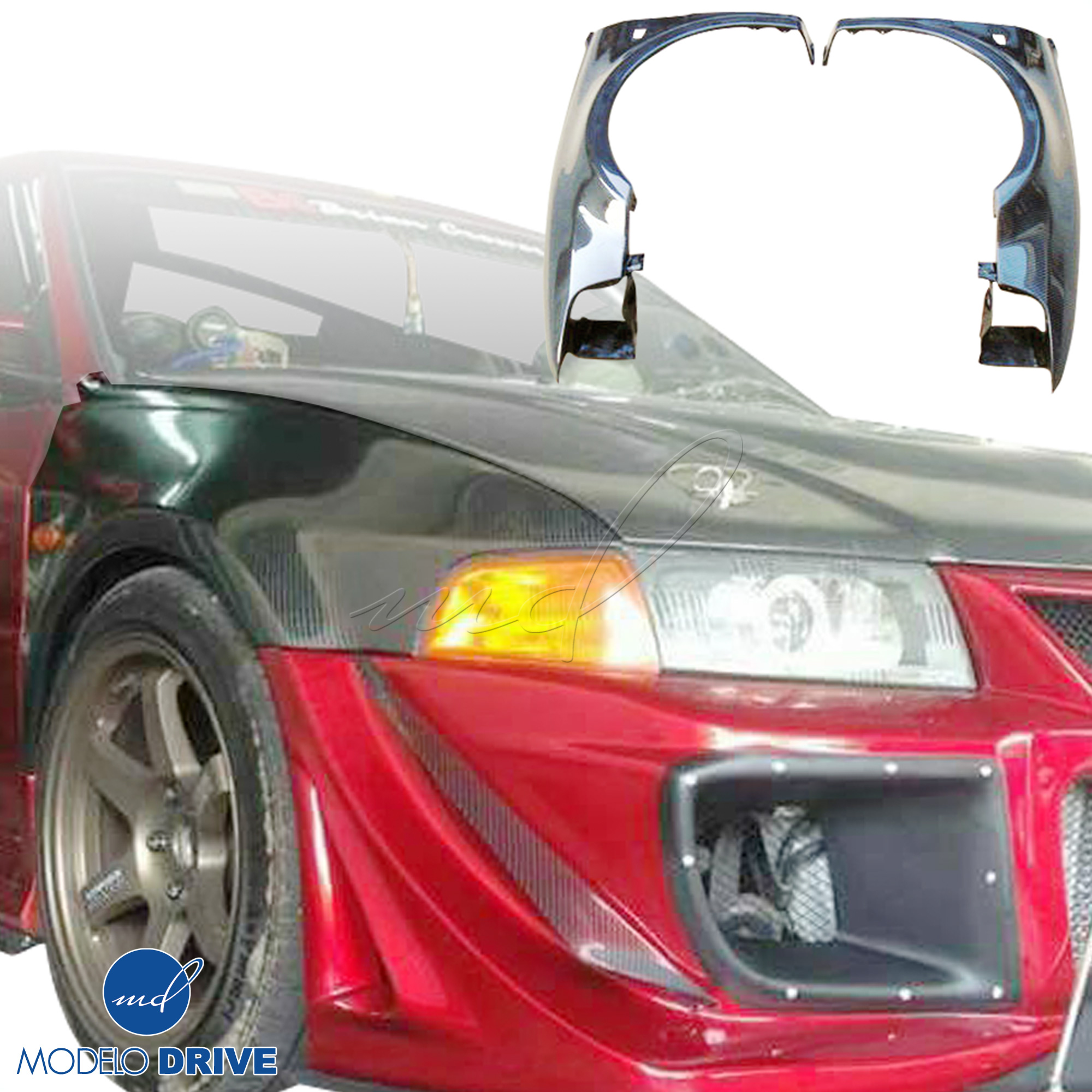 ModeloDrive Carbon Fiber EVO5 Wide Body Fenders (front) > Mitsubishi Evolution EVO5 EVO6 1998-2001> 4dr - Image 8