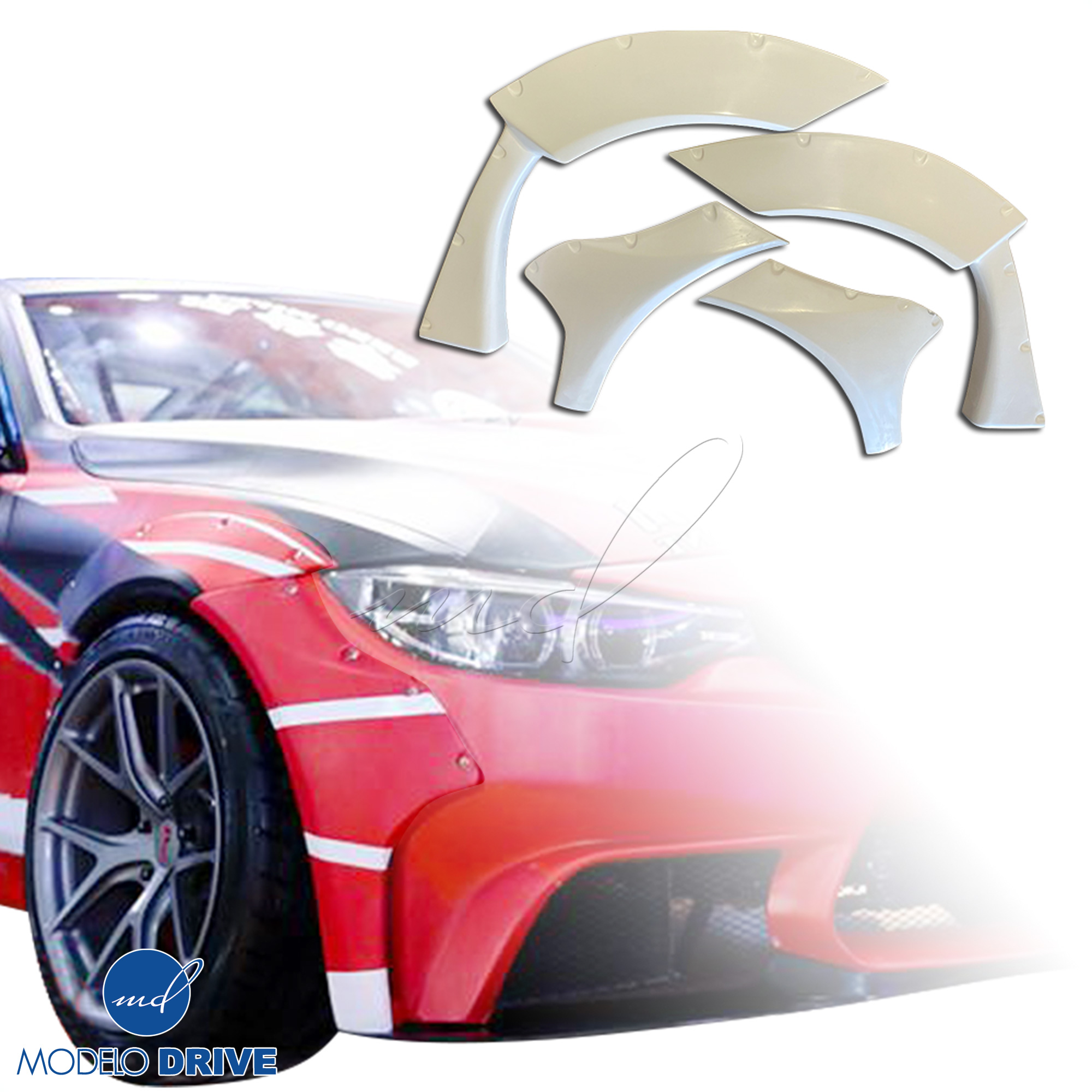 ModeloDrive FRP LBPE Wide Body Fenders (front) 6pc > BMW 4-Series F32 2014-2020 - Image 1