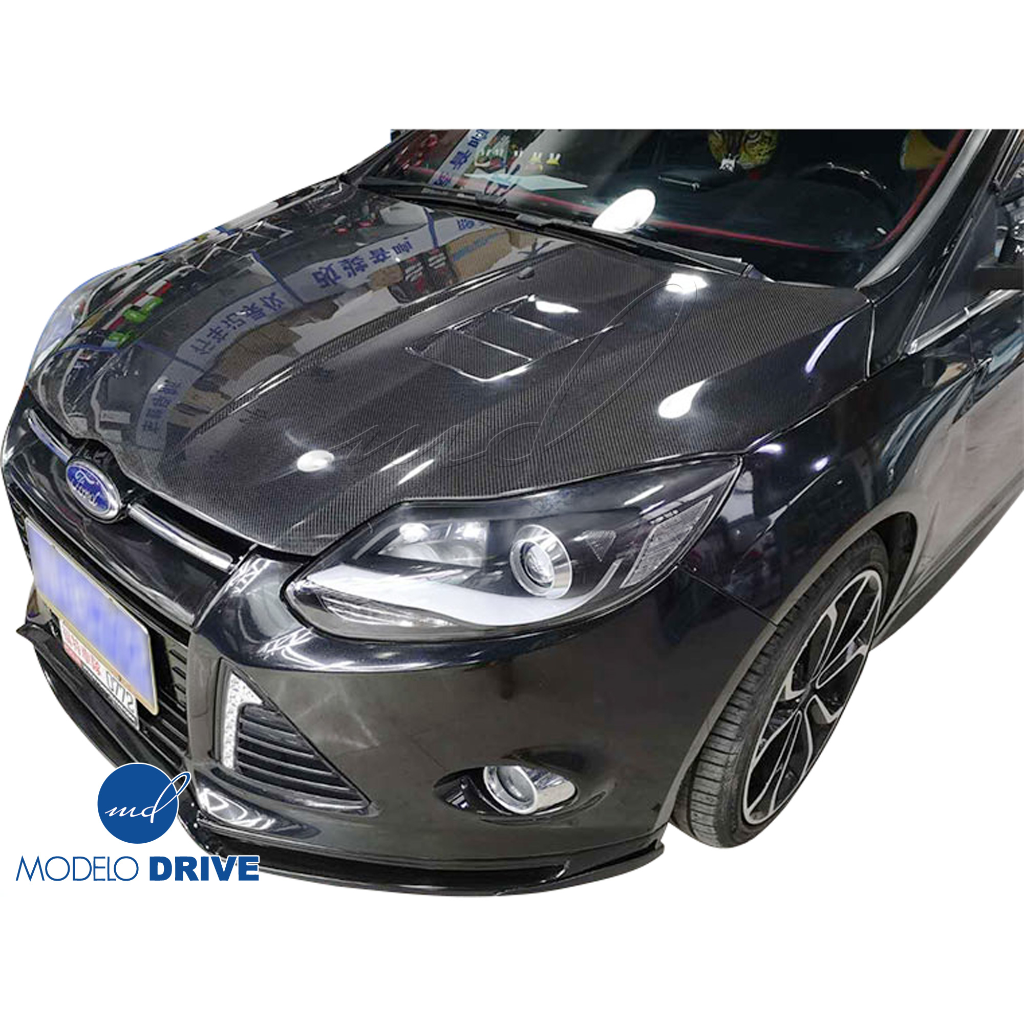 ModeloDrive Carbon Fiber KR Vented Hood > Ford Focus 2012-2014 - Image 2
