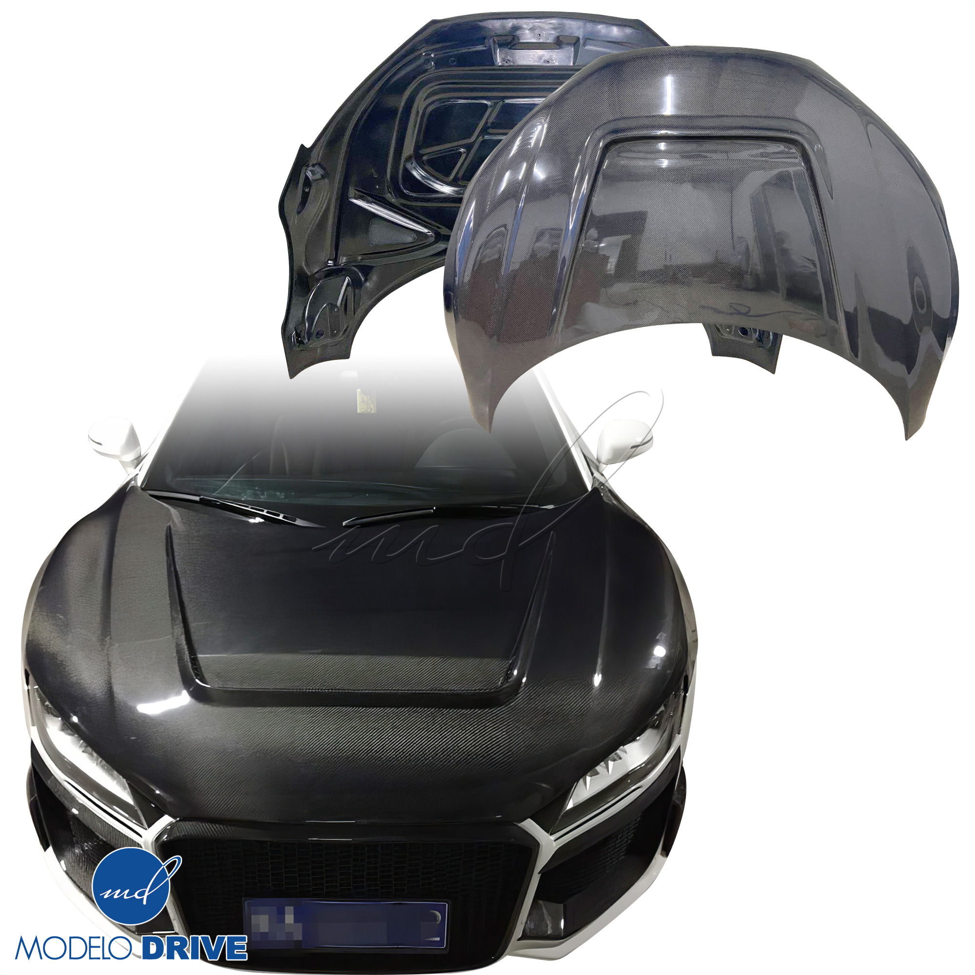 ModeloDrive Carbon Fiber PPRZ Hood > Audi R8 2008-2015 - Image 1