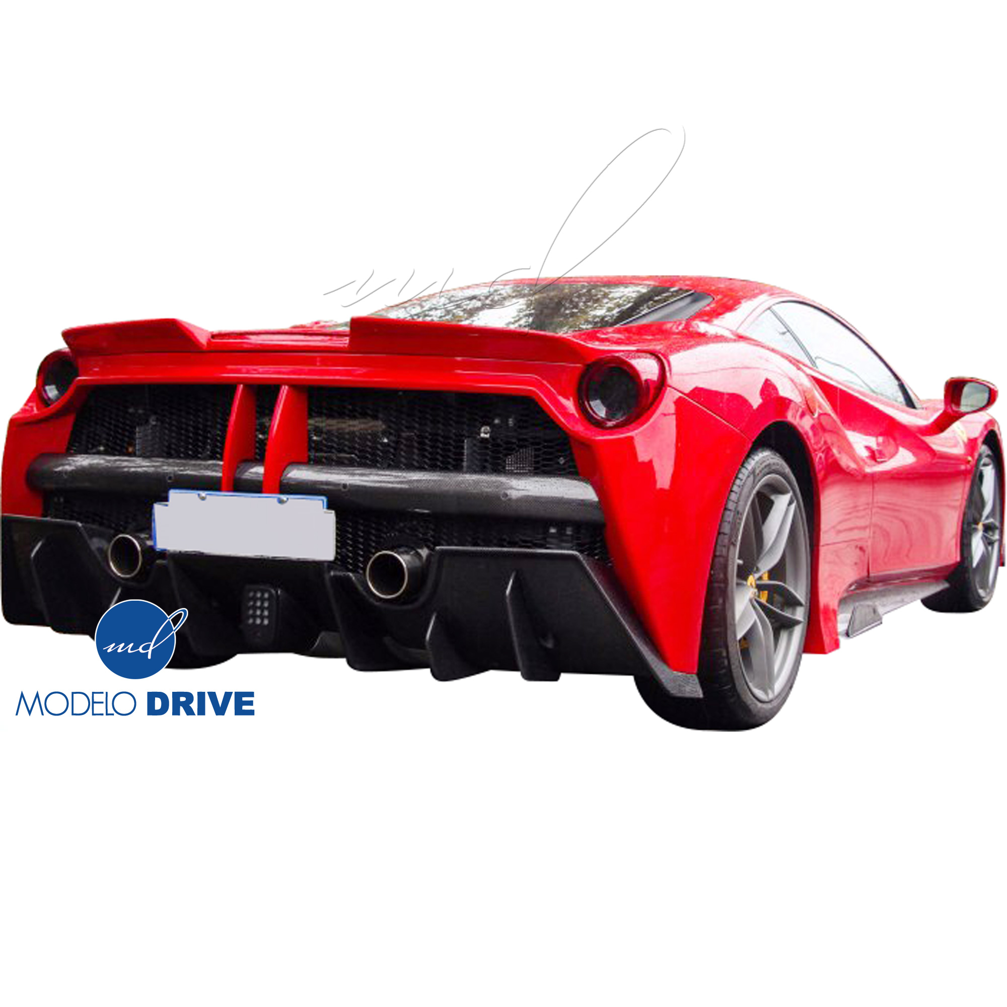 ModeloDrive Partial Carbon Fiber MDES Rear Bumper w Diffuser > Ferrari 488 GTB F142M 2016-2019 - Image 2
