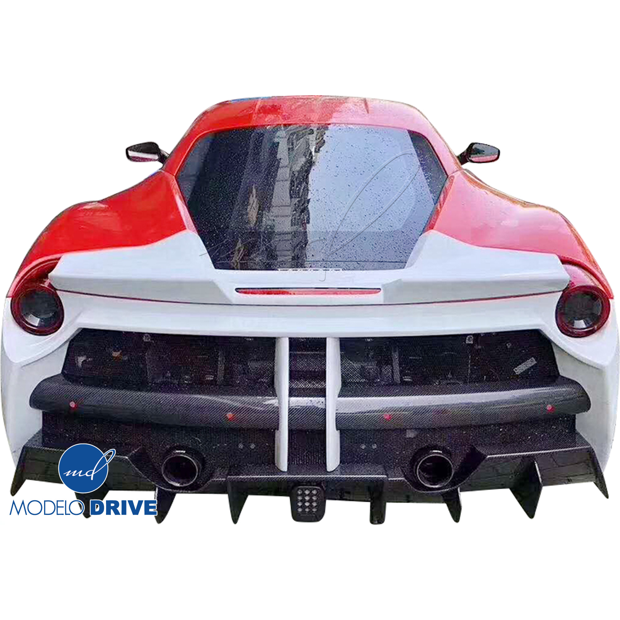 ModeloDrive Partial Carbon Fiber MDES Rear Bumper w Diffuser > Ferrari 488 GTB F142M 2016-2019 - Image 8