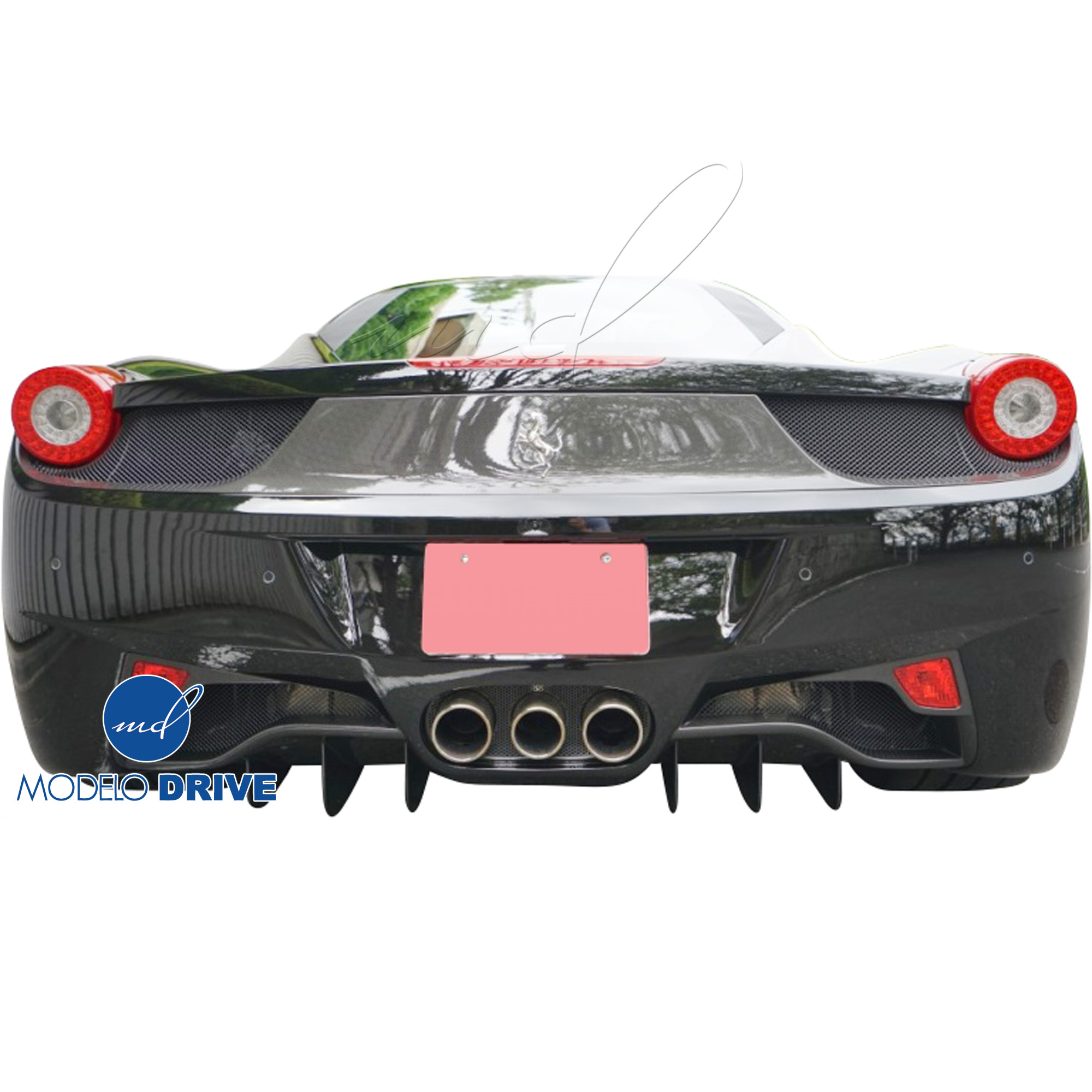 ModeloDrive Carbon Fiber OER Rear Fog Light Surround Garnishes > Ferrari 458 2015-2020 - Image 2