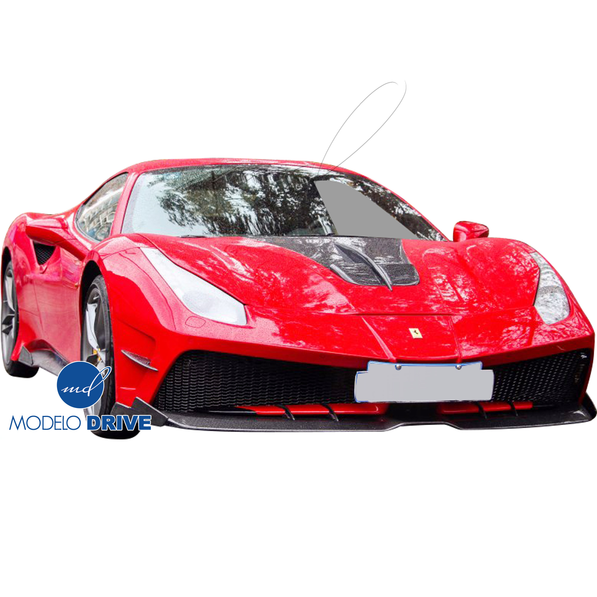 ModeloDrive Partial Carbon Fiber MDES Front Bumper w Splitter > Ferrari 488 GTB F142M 2016-2019 - Image 2