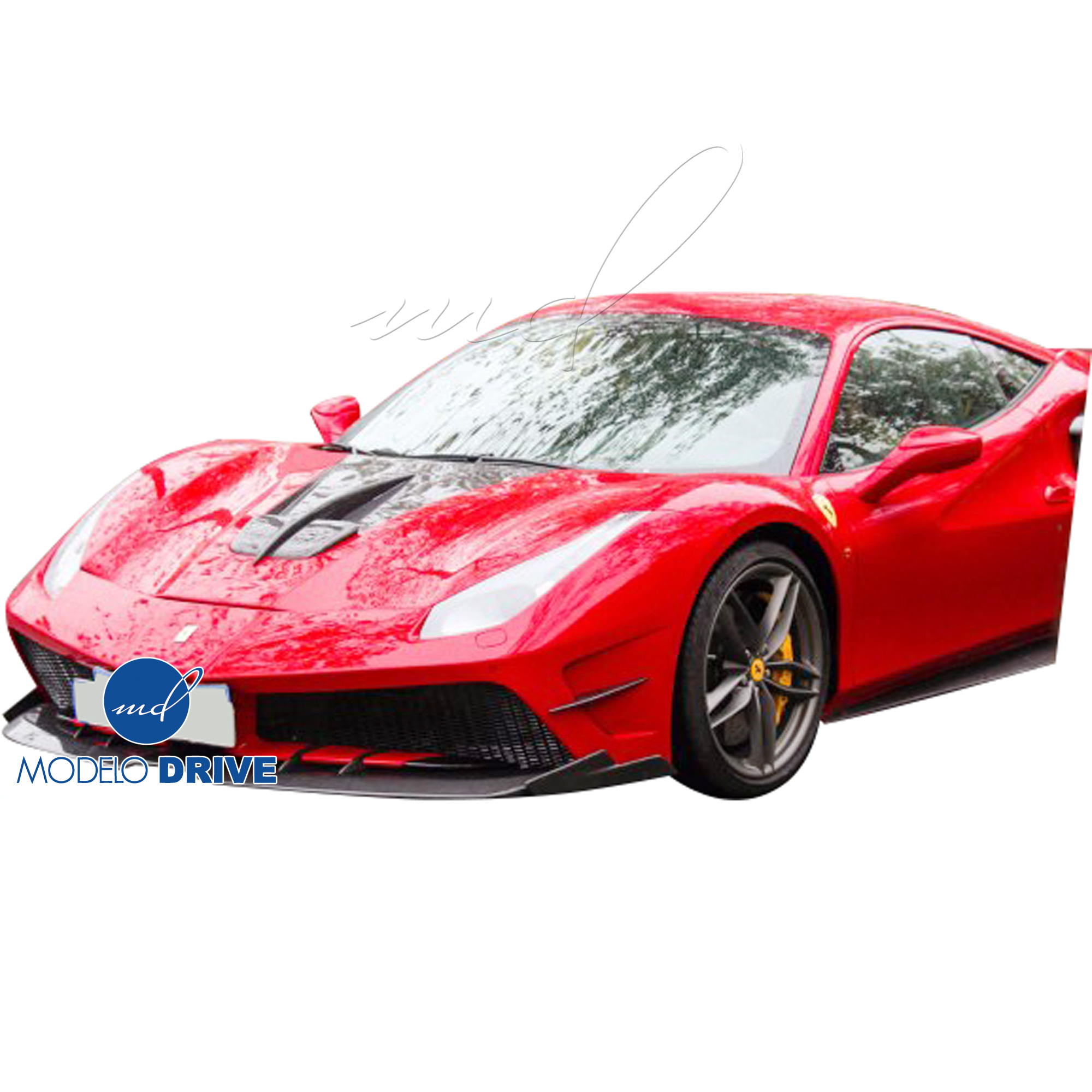 ModeloDrive Partial Carbon Fiber MDES Front Bumper w Splitter > Ferrari 488 GTB F142M 2016-2019 - Image 4