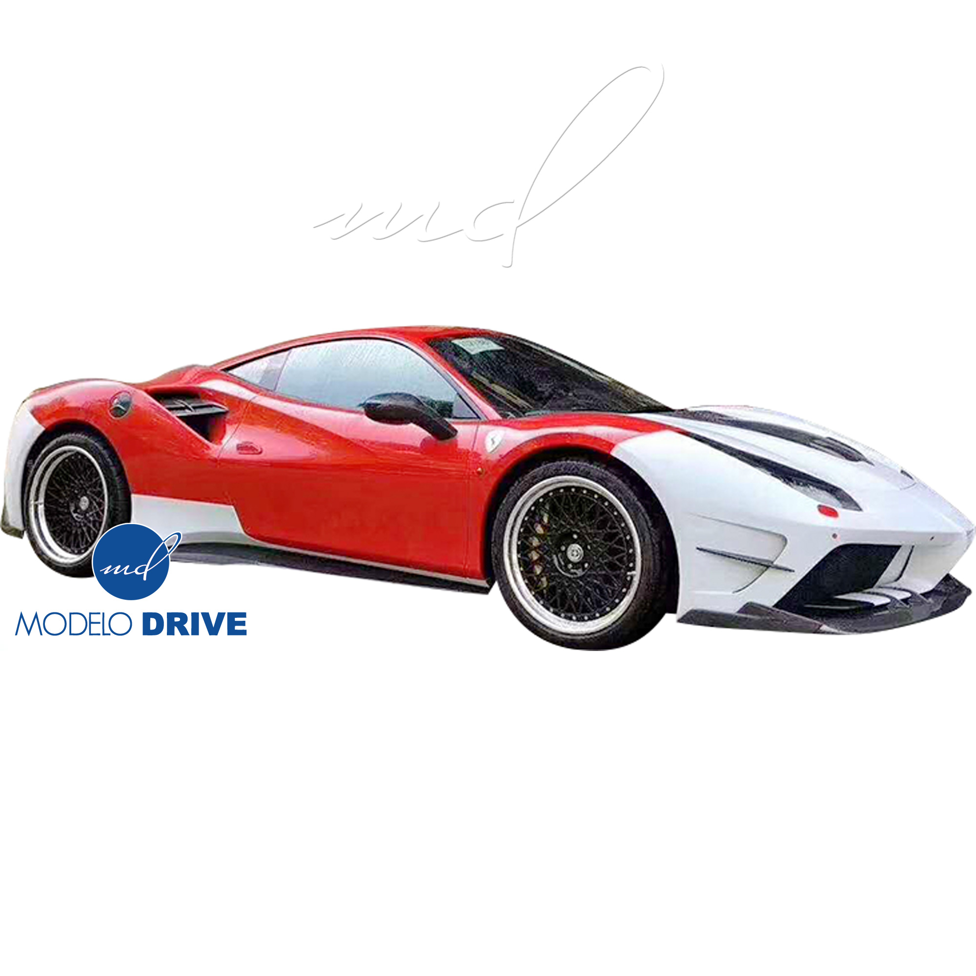 ModeloDrive Partial Carbon Fiber MDES Front Bumper w Splitter > Ferrari 488 GTB F142M 2016-2019 - Image 6