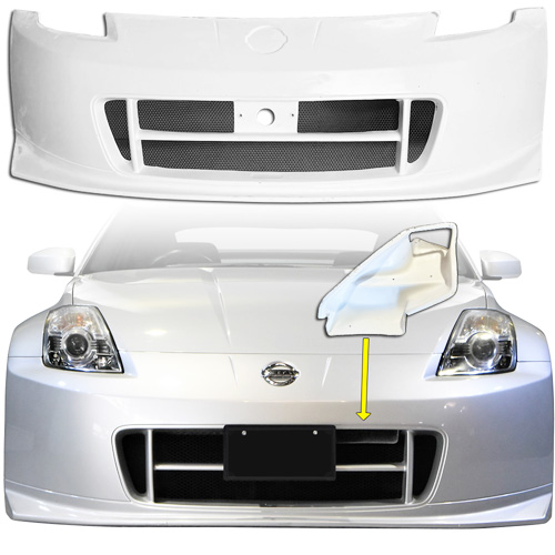 ModeloDrive FRP NISM V2 Front Bumper w Duct 2pc > Nissan 350Z Z33 2003-2008 - Image 1