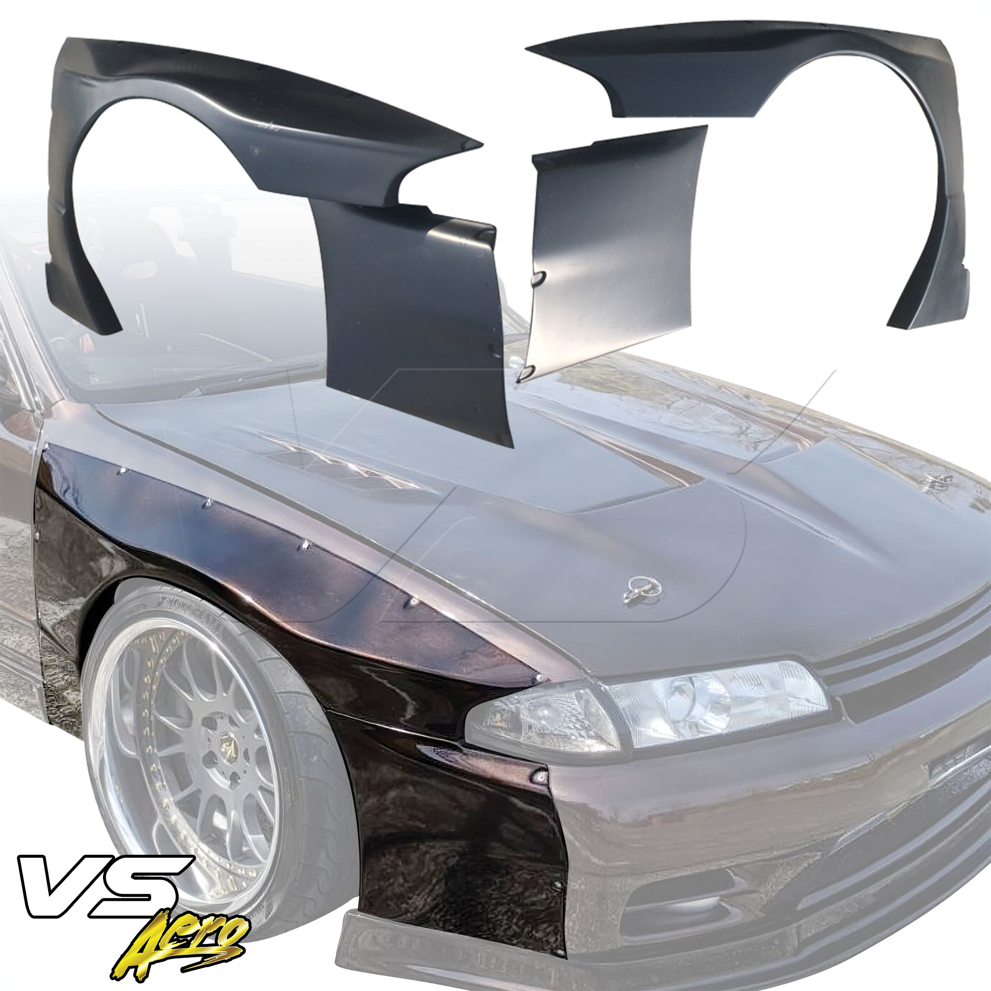 VSaero FRP TKYO Wide Body 40mm Fender Flares (front) 4pc > Nissan Skyline R32 1990-1994 > 2dr Coupe - Image 8